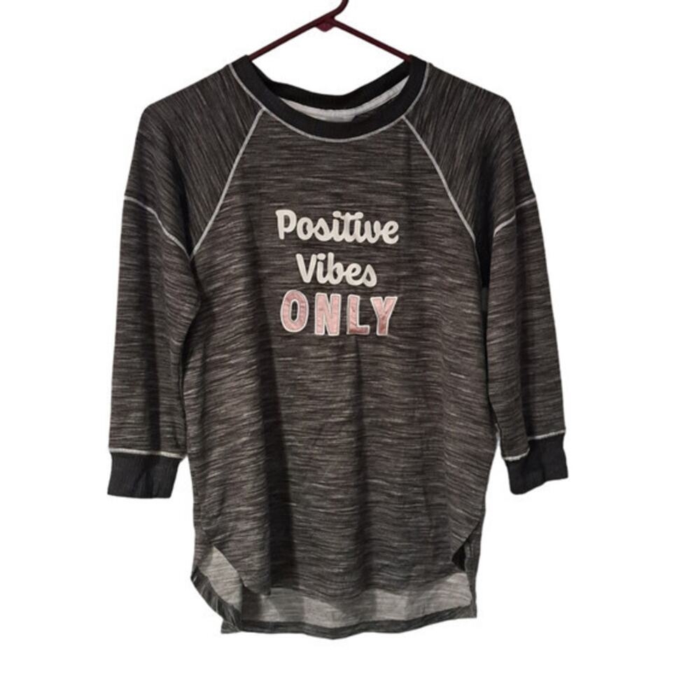 Secret Treasures Womens Pullover Positive Vibes Only Sleepwear Tshirt Gray S 4-6